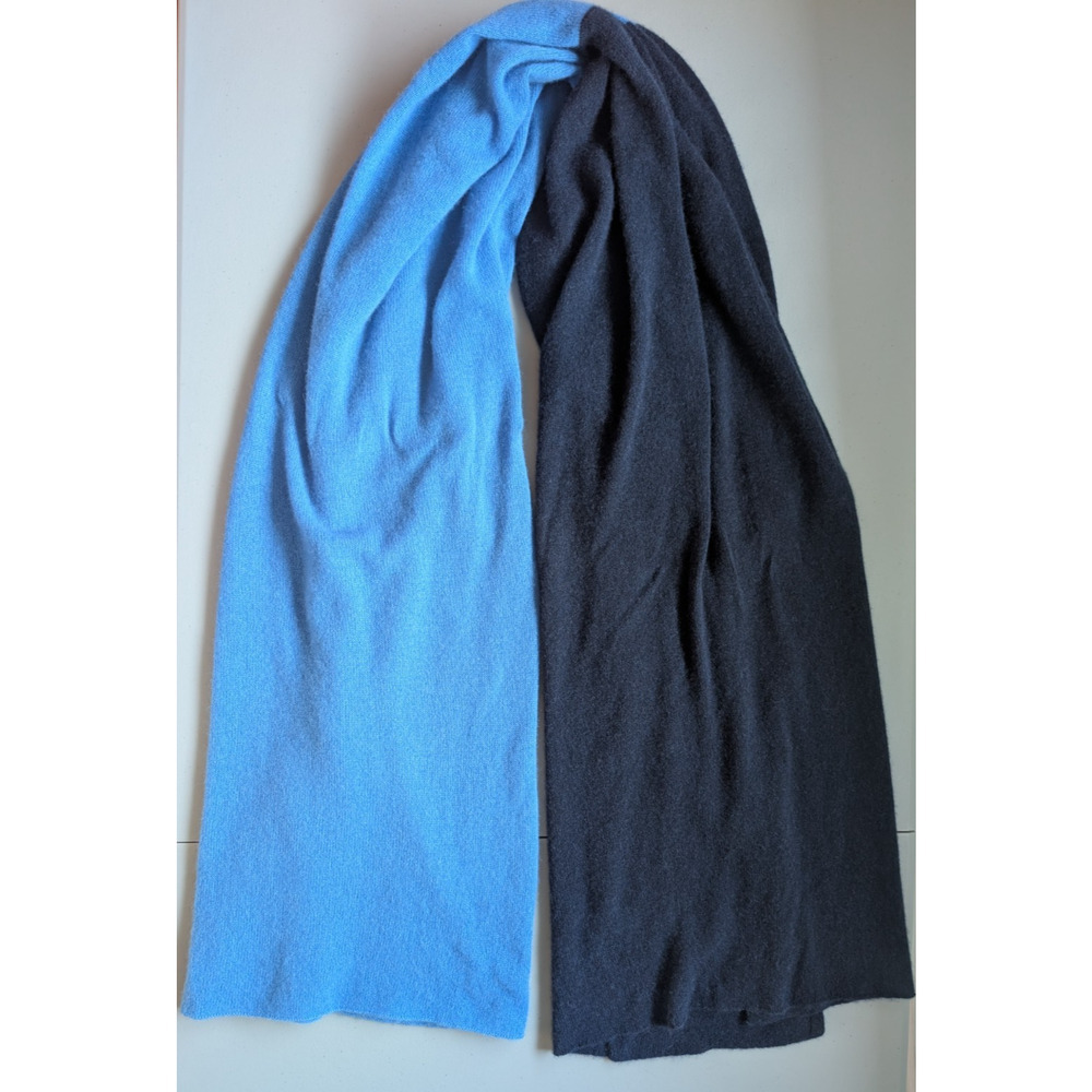 NWOT White + Warren Colorblocked Cashmere Travel Wrap Blue Black 81'' x 36''
